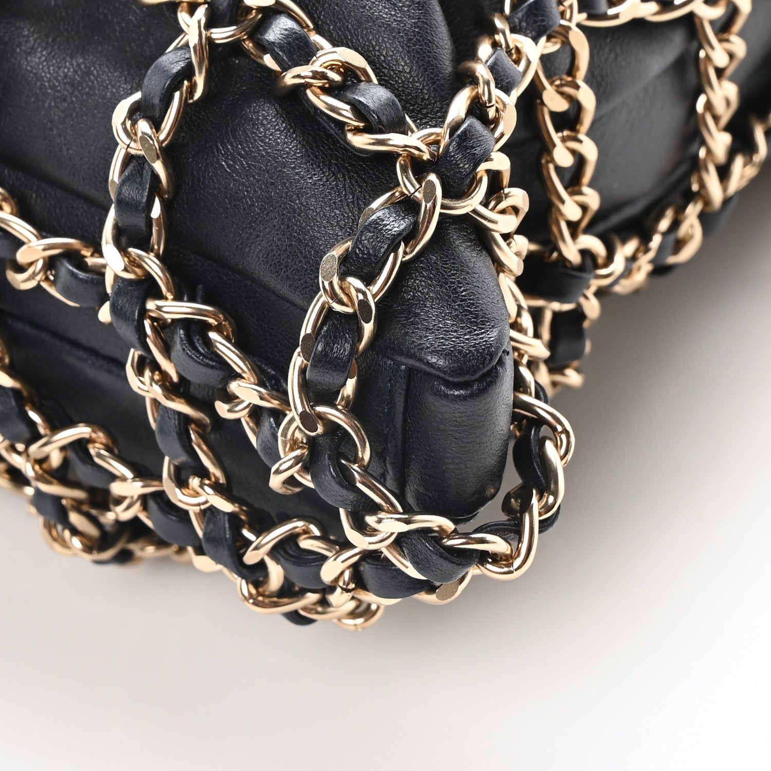 Chanel Lambskin Shopping Chain Tote Navy 10 of 10
