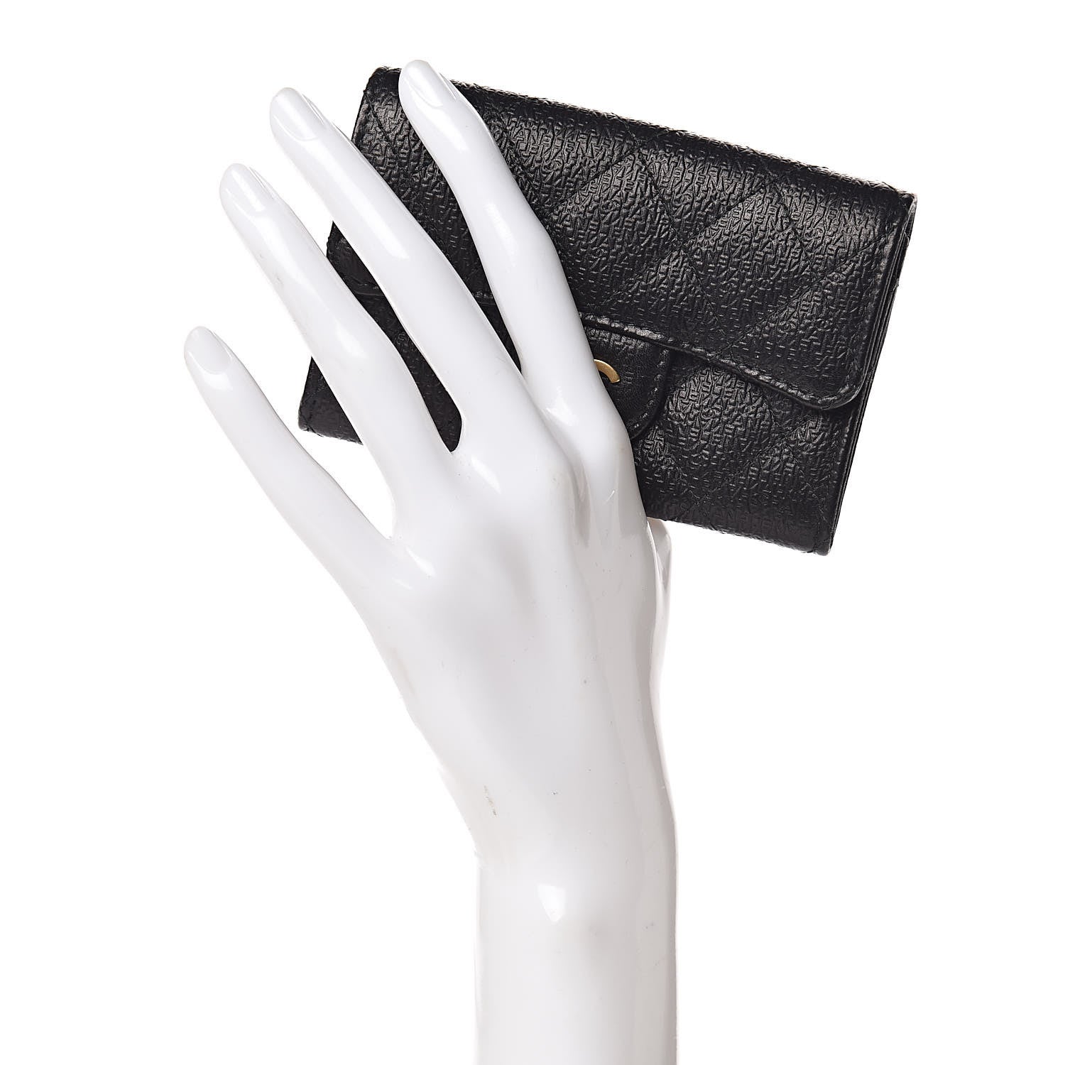 Chanel Logo Calfskin Embossed Quilted Flap Card Holder Black 2 of 9