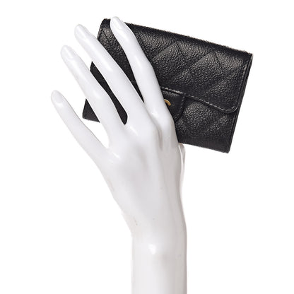 Chanel Logo Calfskin Embossed Quilted Flap Card Holder Black 2 of 9