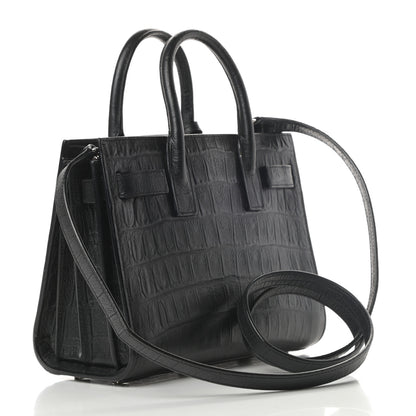 Saint Laurent Calfskin Crocodile Embossed Nano Sac De Jour Black 3 of 15