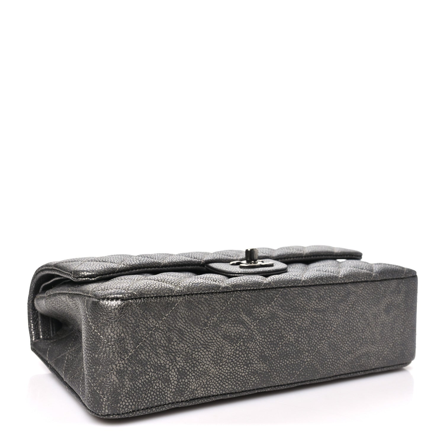 Chanel Metallic Caviar Quilted Medium Double Flap Dark Grey 4 of 10