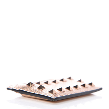 Valentino Garavani Metallic Pebbled Calfskin Rockstud Card Holder Rame 4 of 8