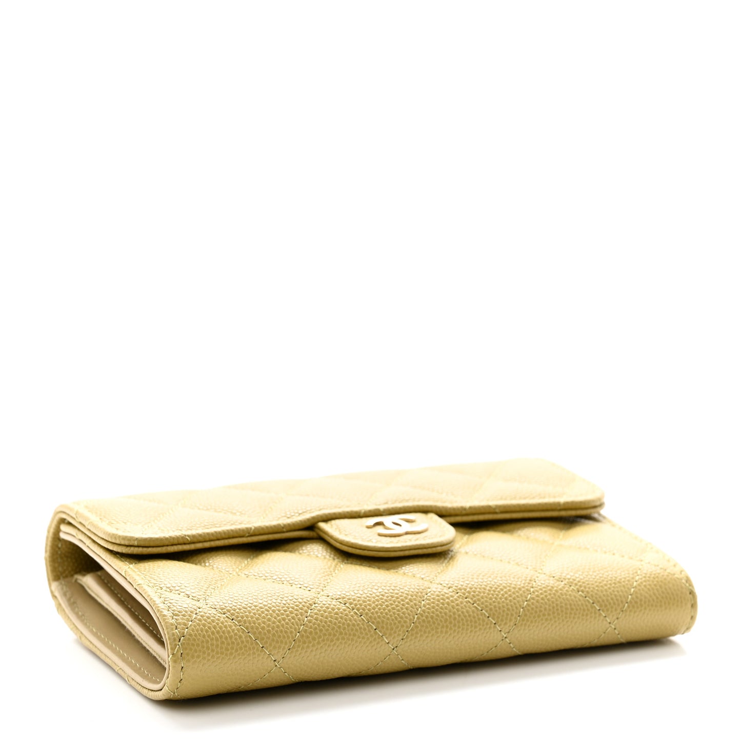 Caviar Quilted Medium Flap Wallet Green