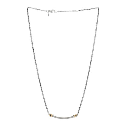 David Yurman Sterling Silver 18K Yellow Gold Diamond Petite Helena Wrap Station Necklace 3 of 4