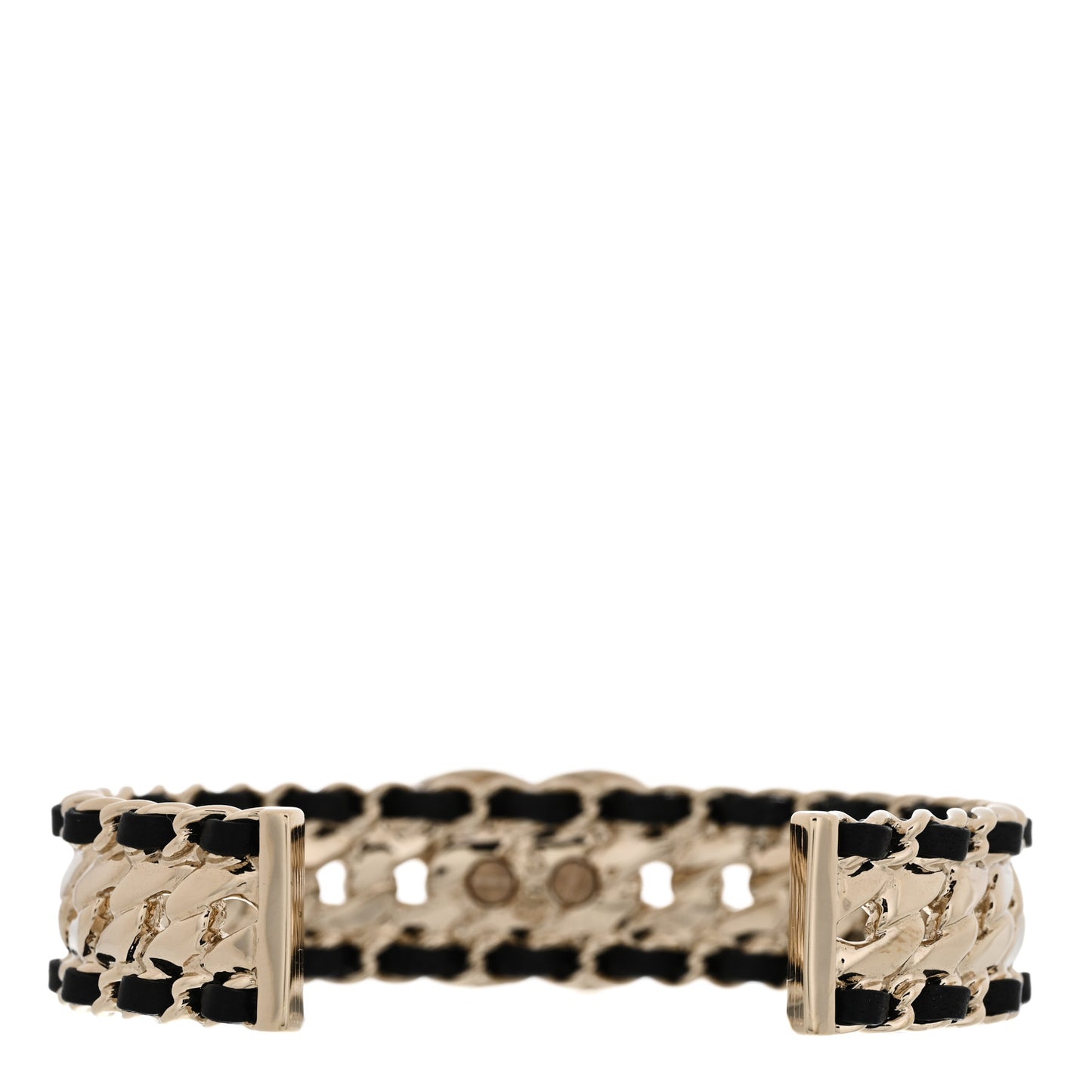 Lambskin Crystal CC Cuff Bracelet S Black