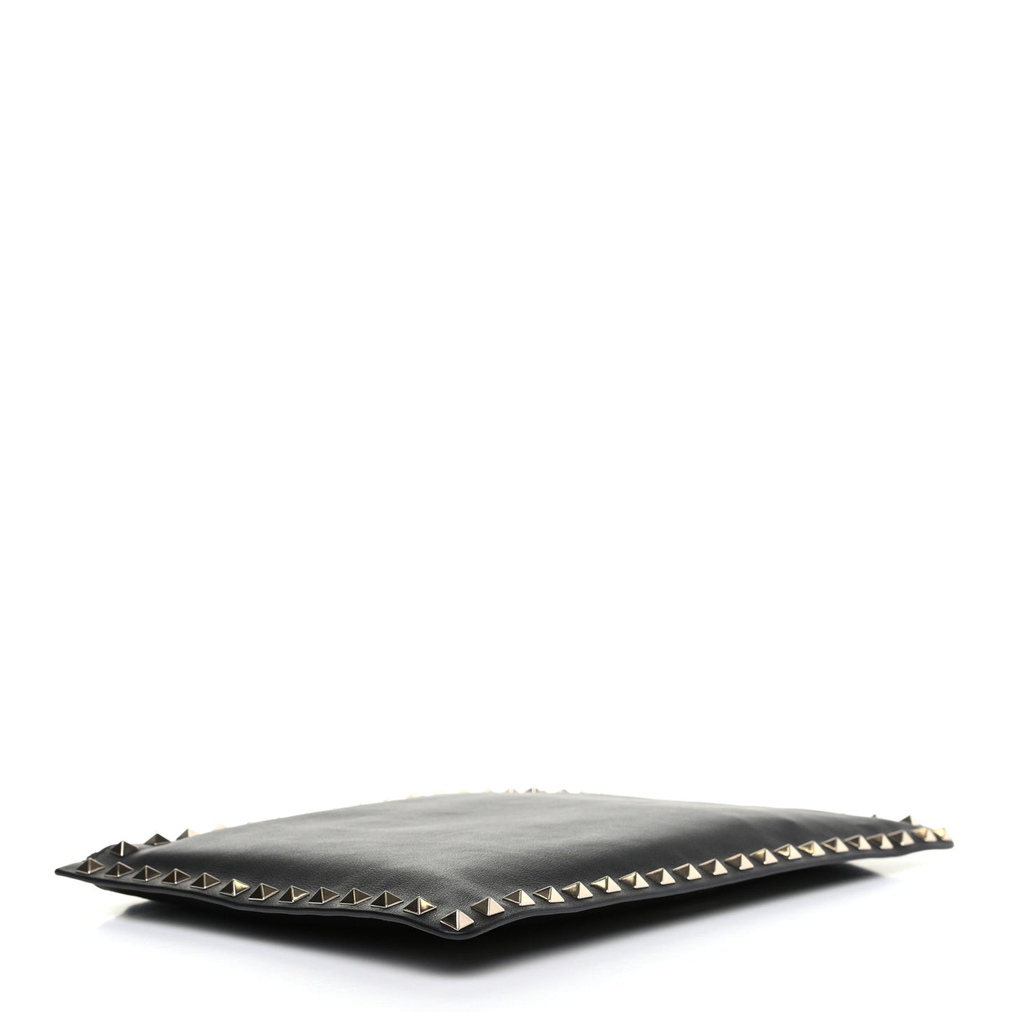 Vitello Large Rockstud Zip Pouch Black