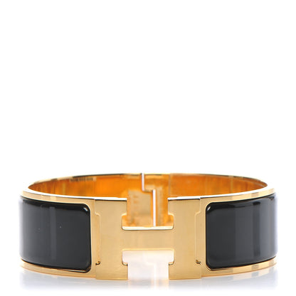 Hermes Enamel Wide Clic Clac H Bracelet GM Black 1 of 5