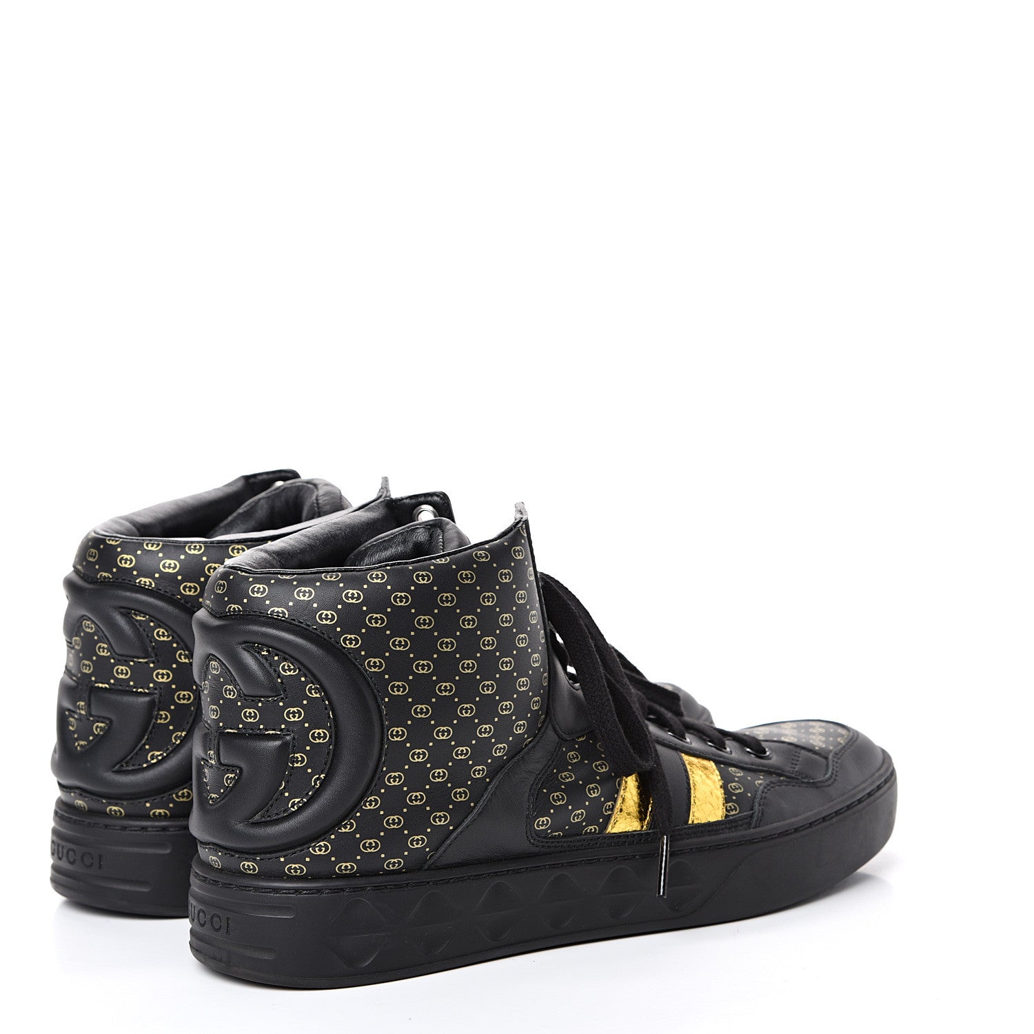 Gucci X DAPPER DAN Calfskin Laminated Ayers GG Micro Monogram Womens High Top Sneakers 38 Black 4 of 7