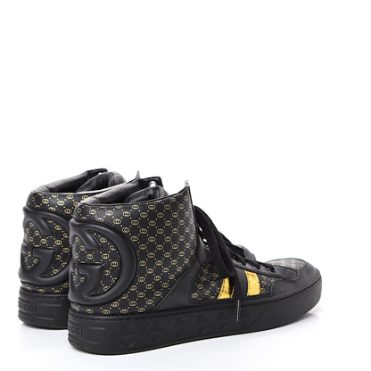 Gucci X DAPPER DAN Calfskin Laminated Ayers GG Micro Monogram Womens High Top Sneakers 38 Black 4 of 7