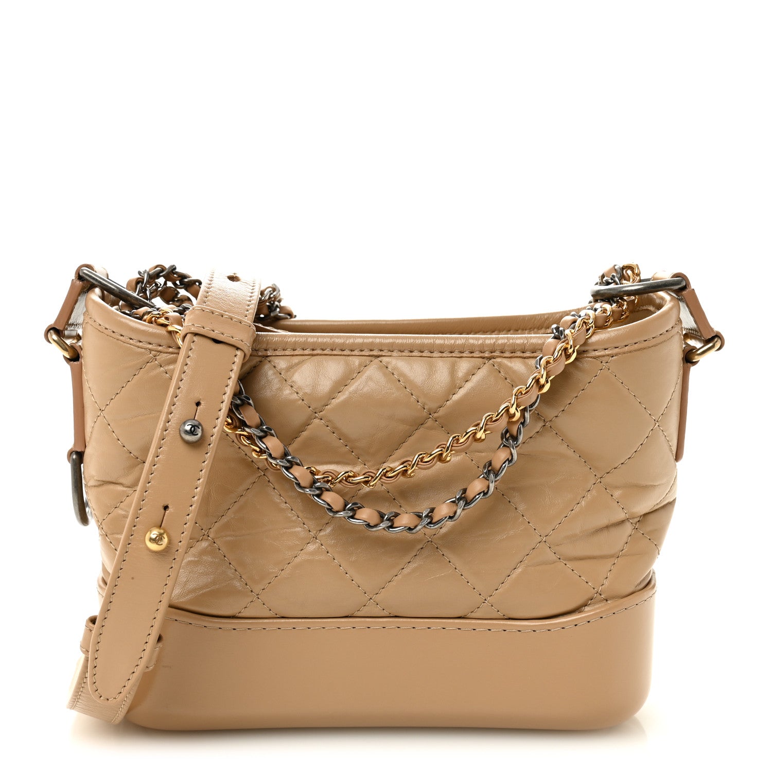 Chanel Aged Calfskin Quilted Small Gabrielle Hobo Beige 1 of 10
