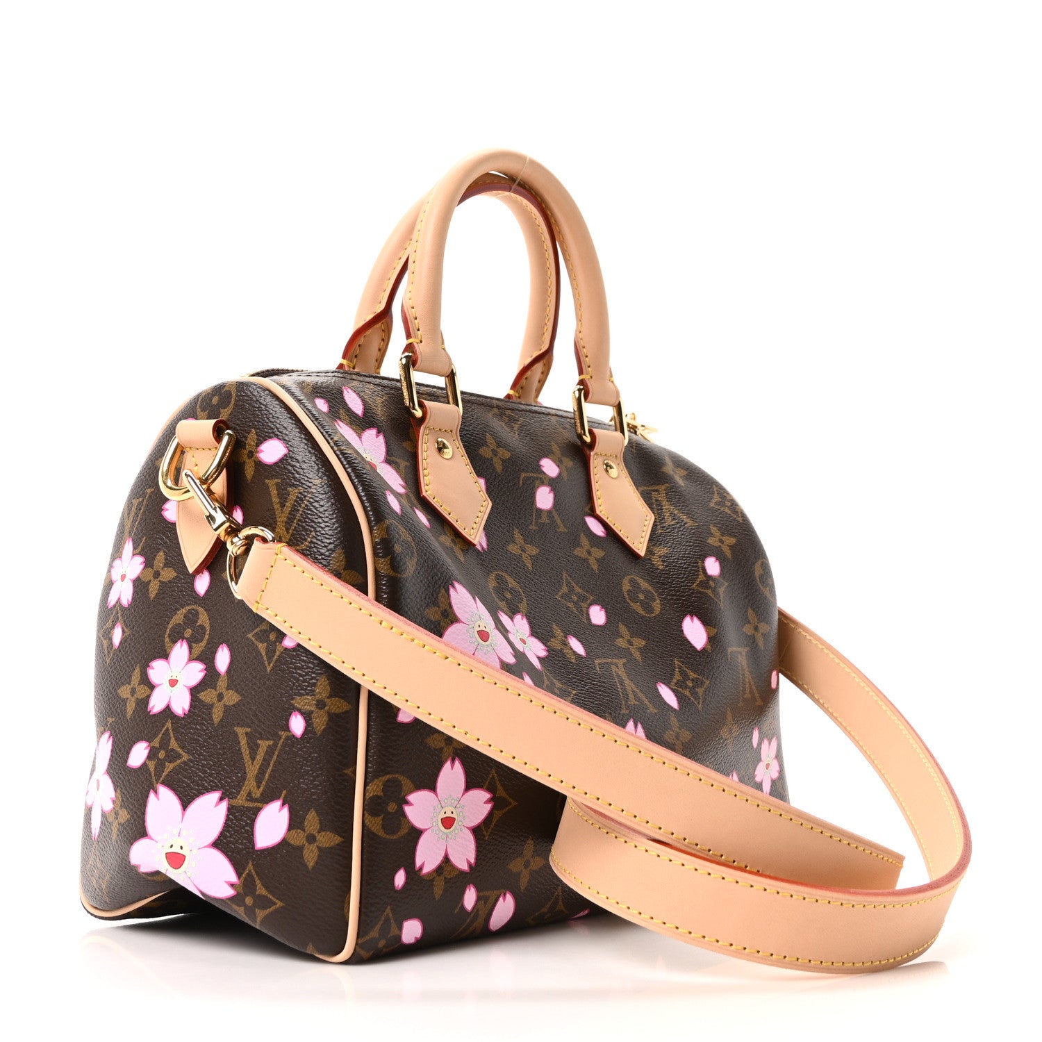 Louis Vuitton LV X TM Monogram Cherry Blossom Speedy Bandouliere 25 Sakura Brown 3 of 10