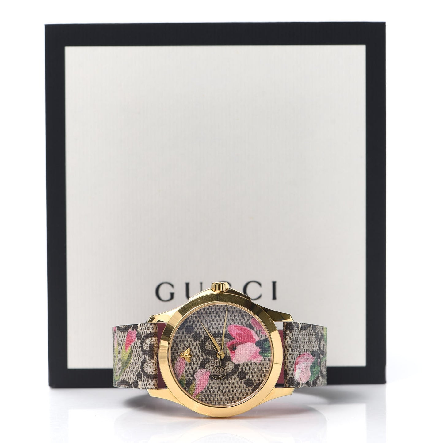 Stainless Steel Canvas 38mm G-Timeless Supreme GG Blooms Quartz Watch Brown