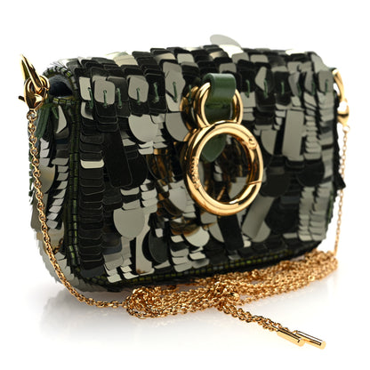 Fendi Sequin Paillettes Shiny Nappa Sex and the City Nano Maxi Buckle Baguette Charm Wasabi 3 of 10