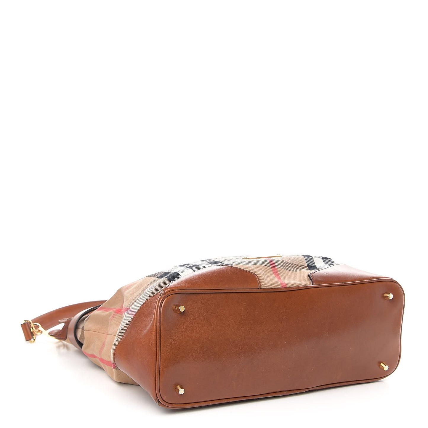 House Check Bridle Calfskin Medium Whipstitch Tote Light Tan