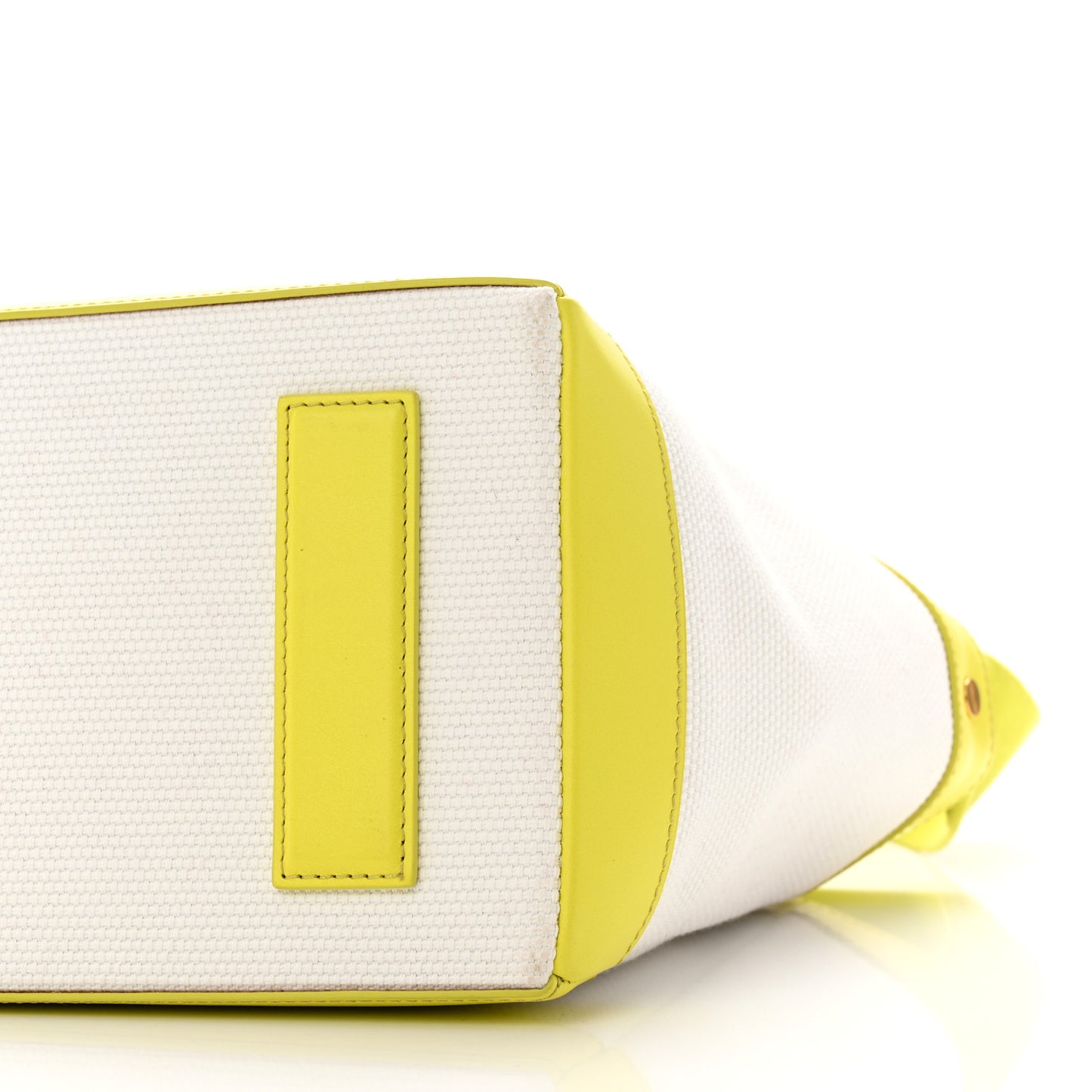 Canvas Calfskin Mini Logo Tote White Yellow