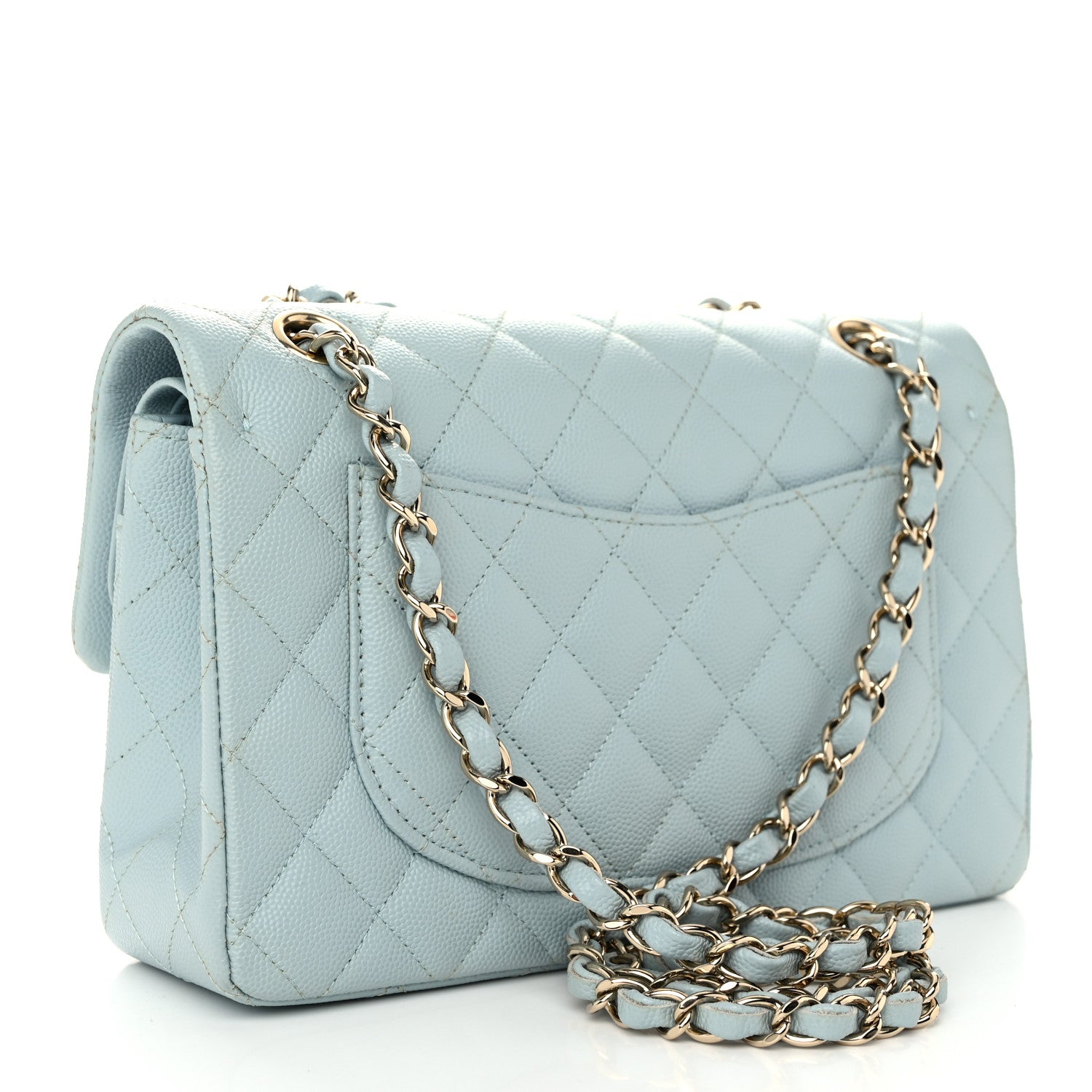 Chanel Caviar Quilted Small Double Flap Light Blue 3 of 11