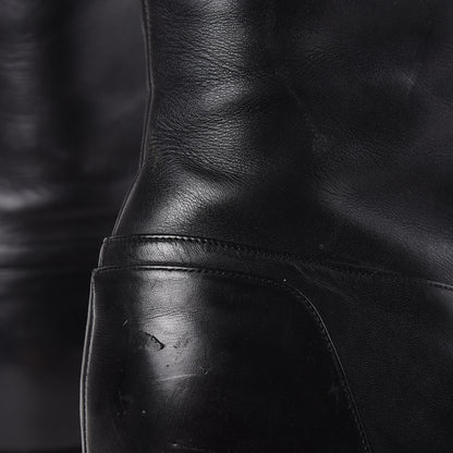 Christian Louboutin Matte Calfskin Foresta Knee High Wedge Boots 37.5 Black 7 of 16