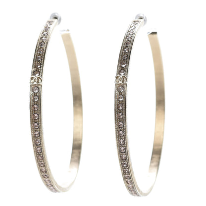 Chanel Crystal CC Hoop Earrings Pale Pink Gold 1 of 5
