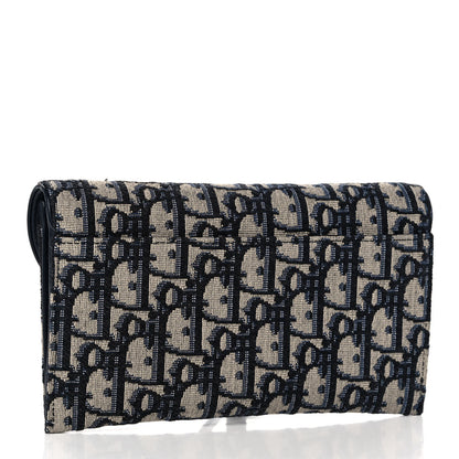 Christian Dior Oblique Saddle Chain Long Wallet Blue 3 of 12