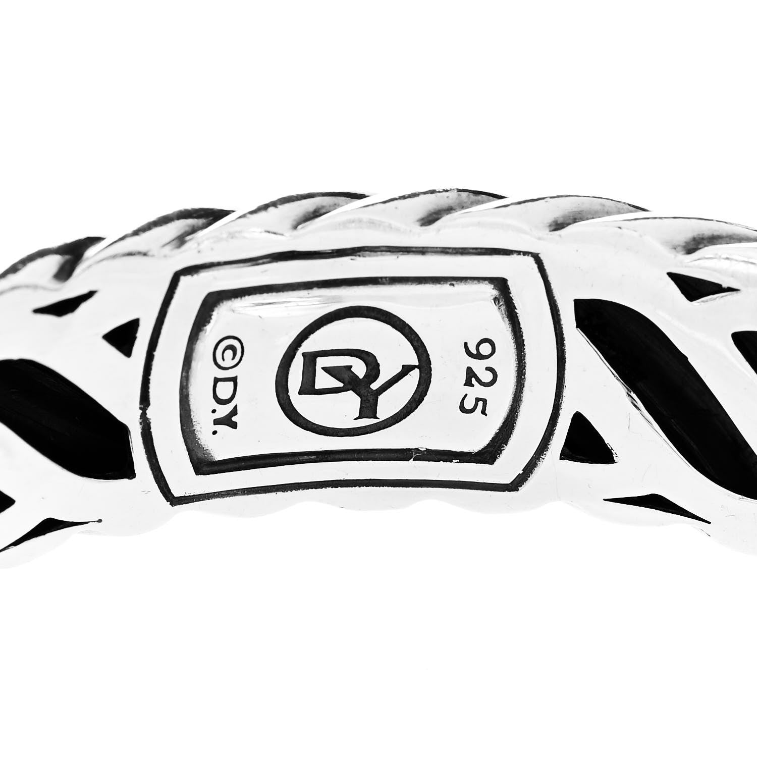 David Yurman Sterling Silver White Agate 15mm Waverly Bracelet 3 of 4