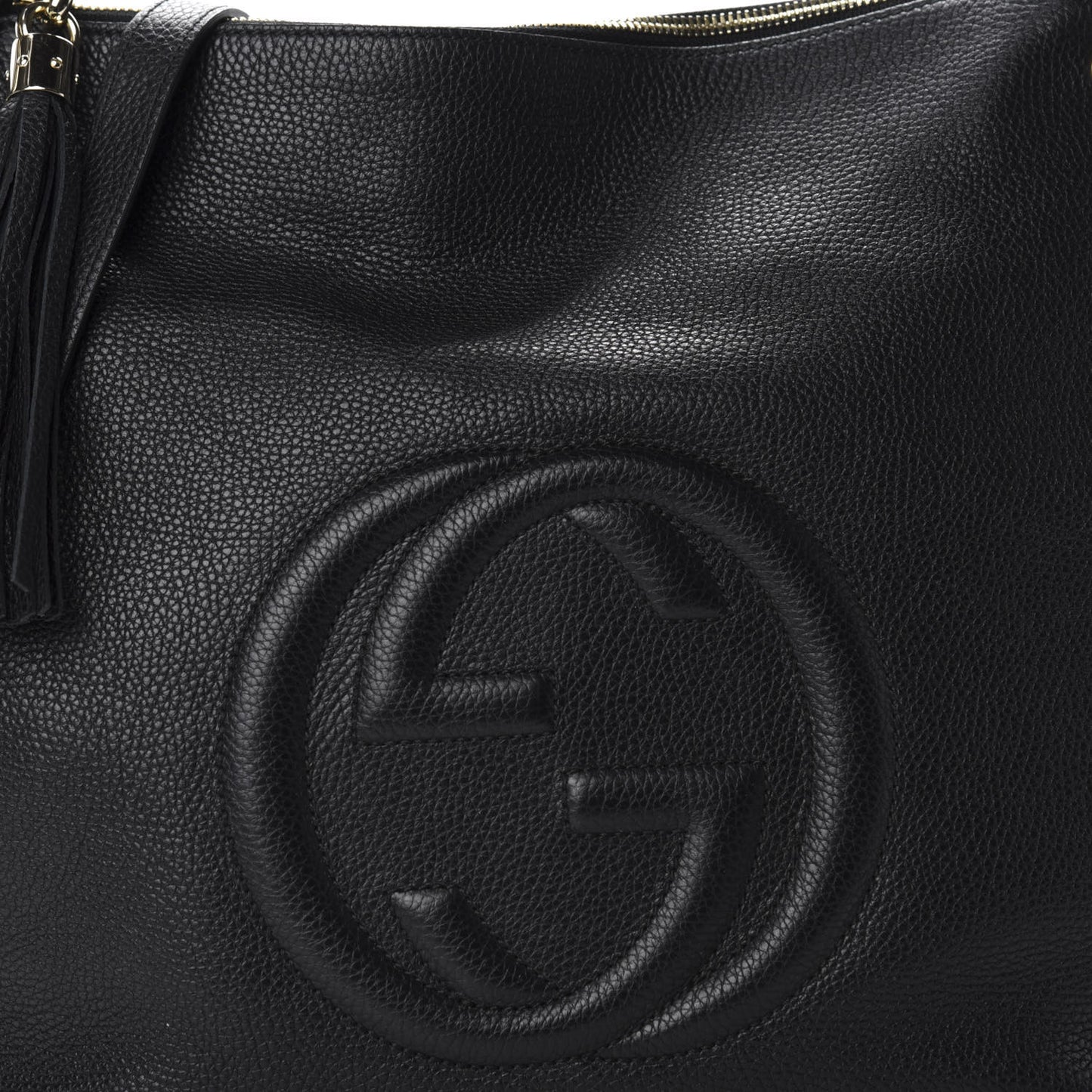 Pebbled Calfskin Large Soho Hobo Black