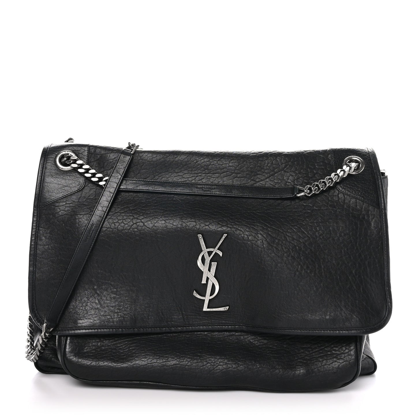 Grained Lambskin Monogram Oversized Niki Chain Satchel Black