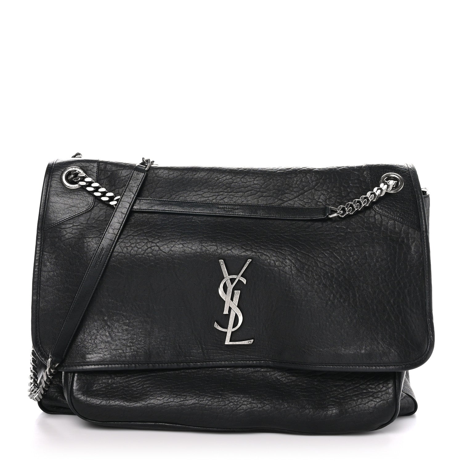 Saint Laurent Grained Lambskin Monogram Oversized Niki Chain Satchel Black 1 of 10