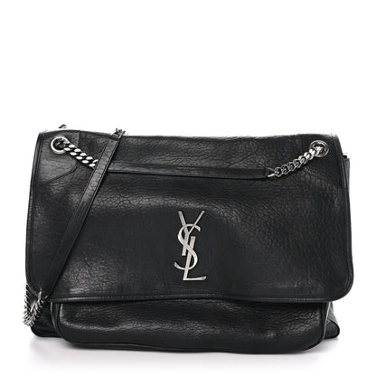 Saint Laurent Grained Lambskin Monogram Oversized Niki Chain Satchel Black 1 of 10