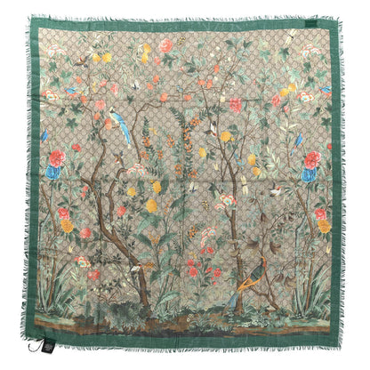 Gucci Modal Silk GG Monogram GG Tian Shawl Scarf Green Dark Green 1 of 4