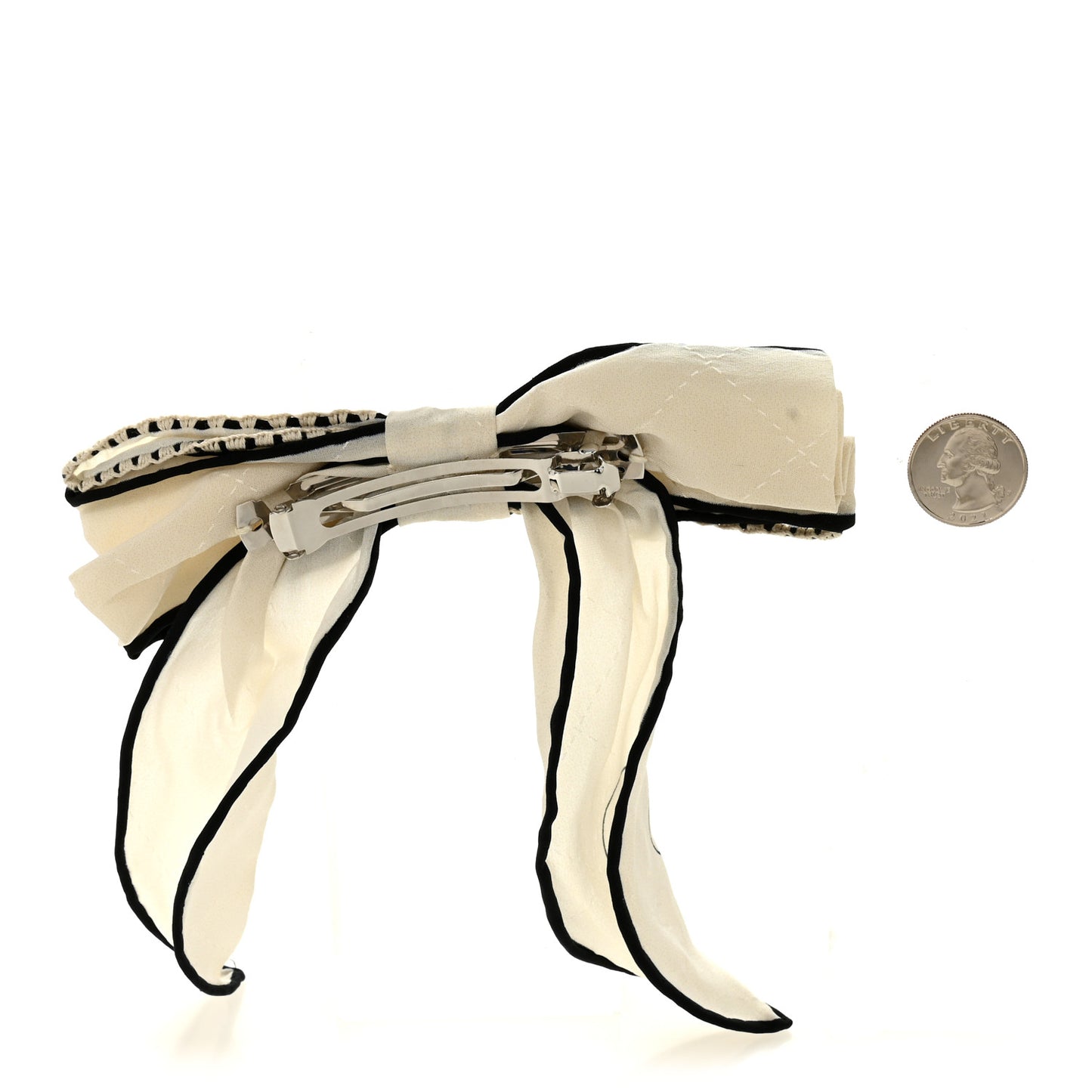 Silk Bow CC Hair Clip White Black