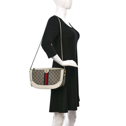 Gucci GG Supreme Monogram Web Large Ophidia Shoulder Bag Beige Ebony Mystic White 2 of 8