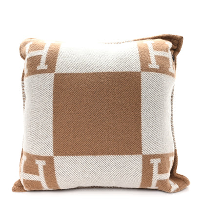 Hermes Wool Cashmere Avalon Pillow PM Ecru Camel 2 of 3