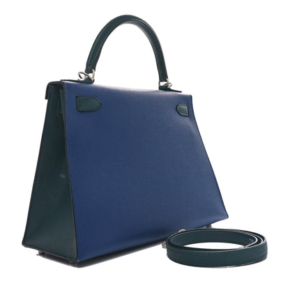 Hermes Epsom Horseshoe Kelly Sellier 28 Bleu Saphir Vert Cypress 2 of 11