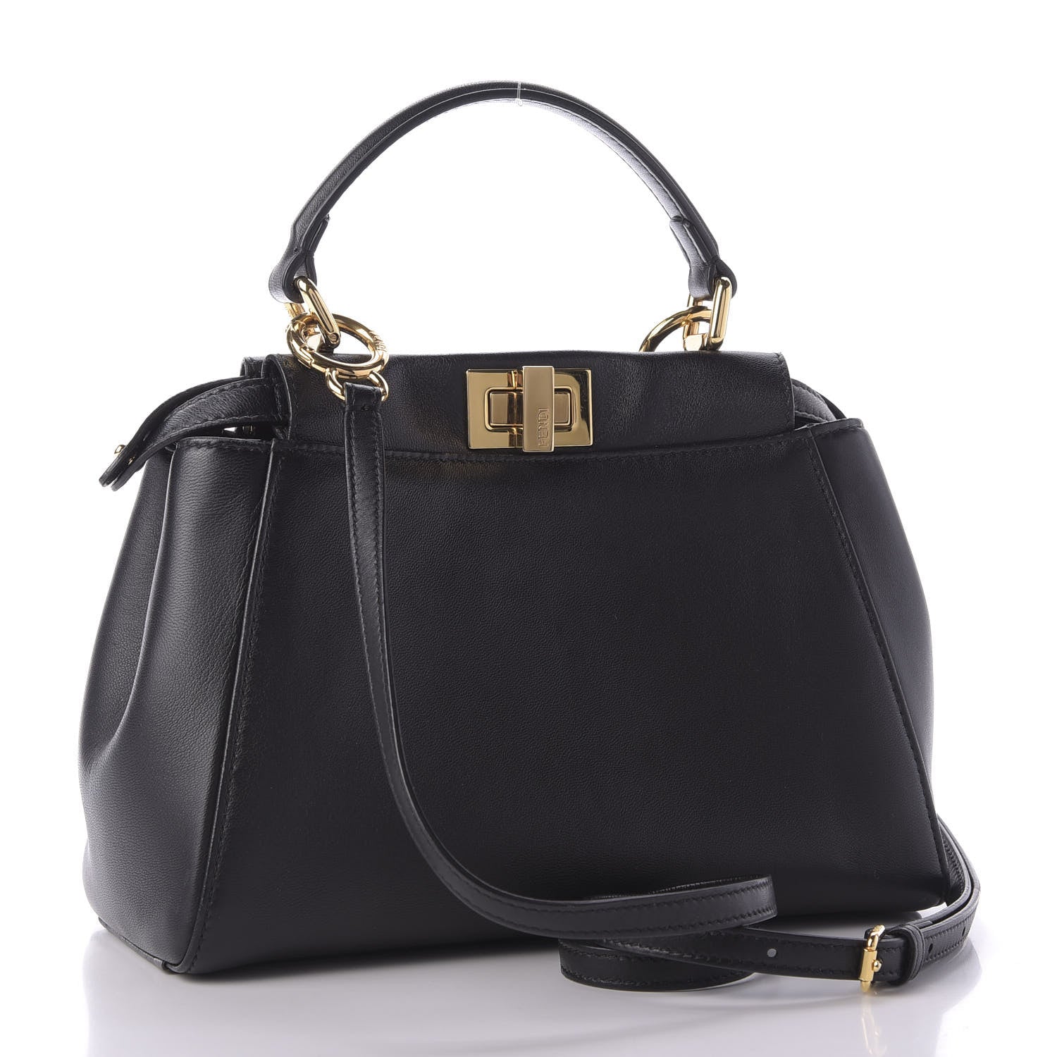 Fendi Nappa Mini Peekaboo Iconic Satchel Black 3 of 9
