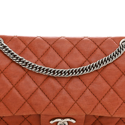 Chanel Glazed Lambskin Quilted Medium Double Flap Bijoux Chain Dark Orange 8 of 16