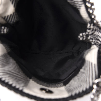 Stella McCartney Wool Plaid Mini Falabella Fold Over Tote Black White 6 of 13