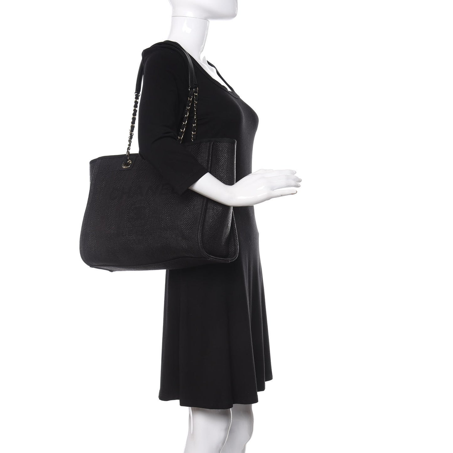 Mixed Fibers Striped Small Deauville Tote Black