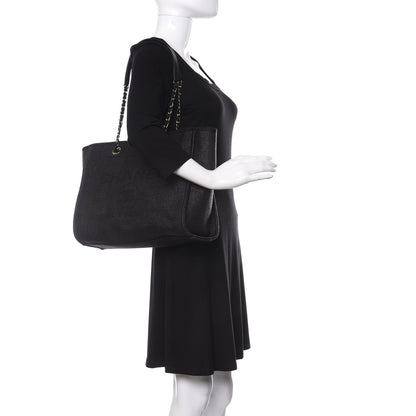 Chanel Mixed Fibers Striped Small Deauville Tote Black 2 of 10