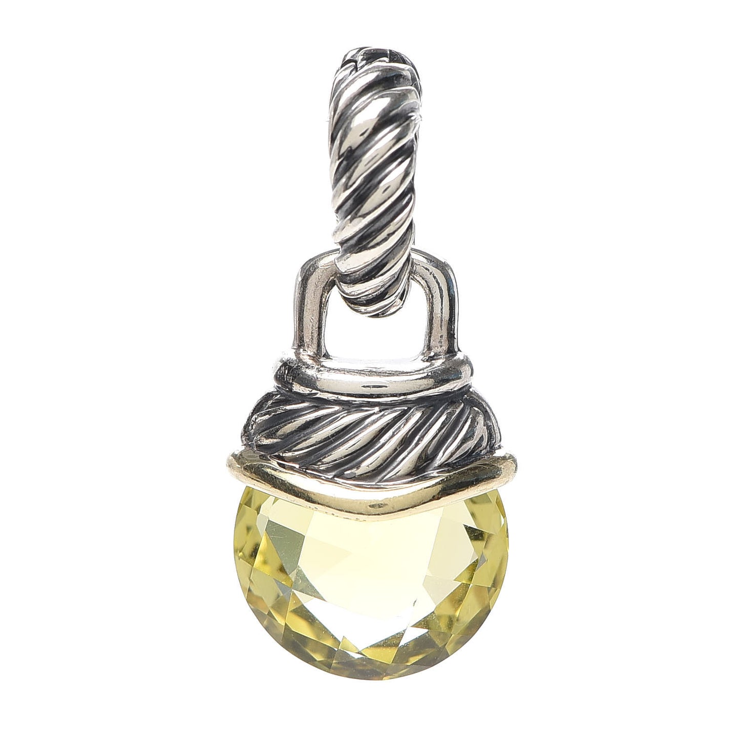 Sterling Silver 14K Yellow Gold Lemon Citrine 10mm Acorn Pendant