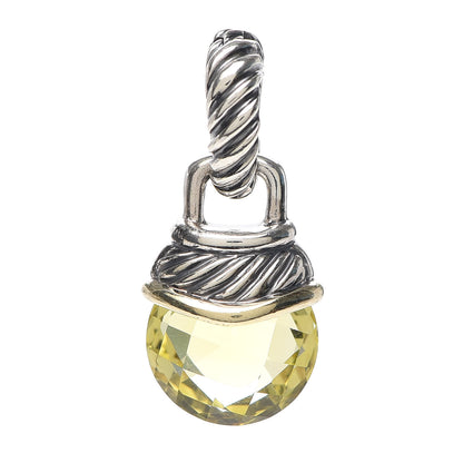 David Yurman Sterling Silver 14K Yellow Gold Lemon Citrine 10mm Acorn Pendant 1 of 3
