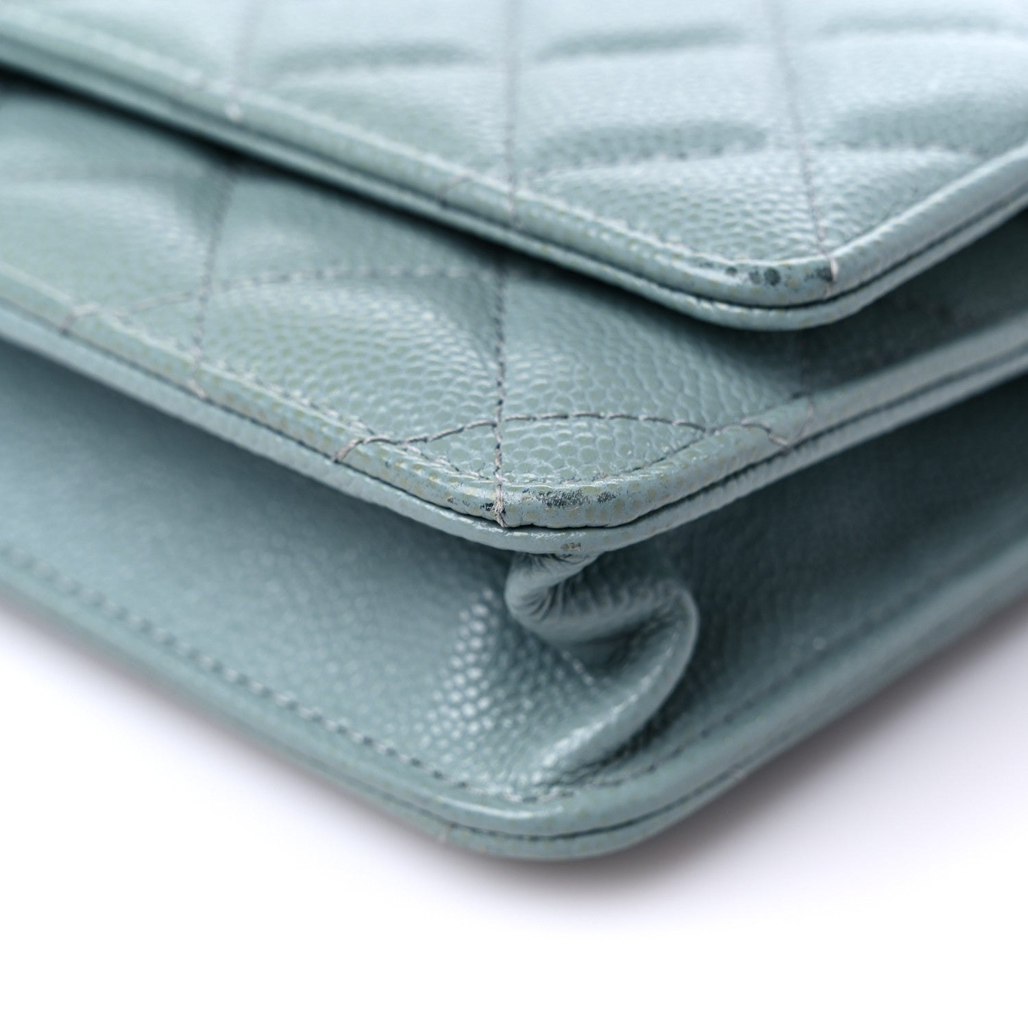 Chanel Caviar Quilted Wallet On Chain WOC Light Blue 10 of 15