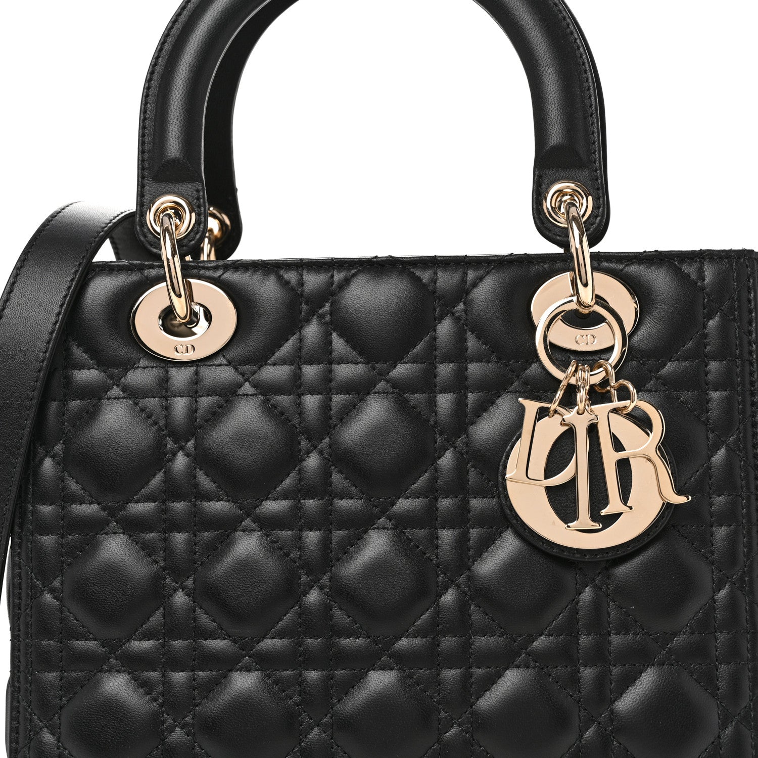 Christian Dior Lambskin Cannage Medium Lady Dior Black 7 of 9