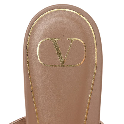 Valentino Garavani Calfskin Roman Stud Flat Slide Sandals 39.5 Rose Cannelle 7 of 14