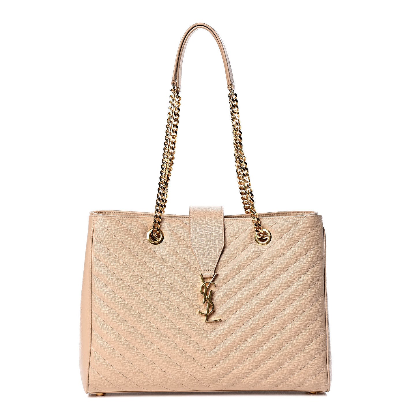 Grain De Poudre Matelasse Chevron Monogram Shopping Bag Nude Powder
