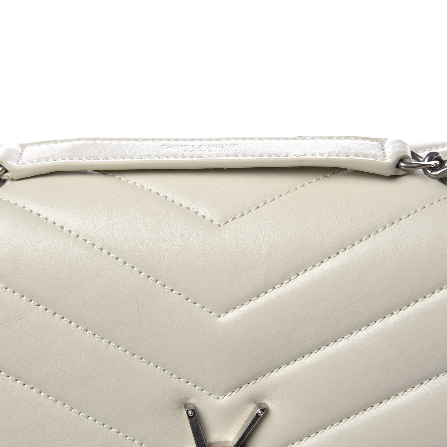 Calfskin Y Quilted Monogram Medium Loulou Chain Satchel Ivory