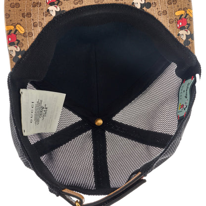 Gucci X DISNEY Mini Vintage GG Supreme Monogram Mickey Mouse Baseball Hat XS Beige Vintage Sun Oil 7 of 9