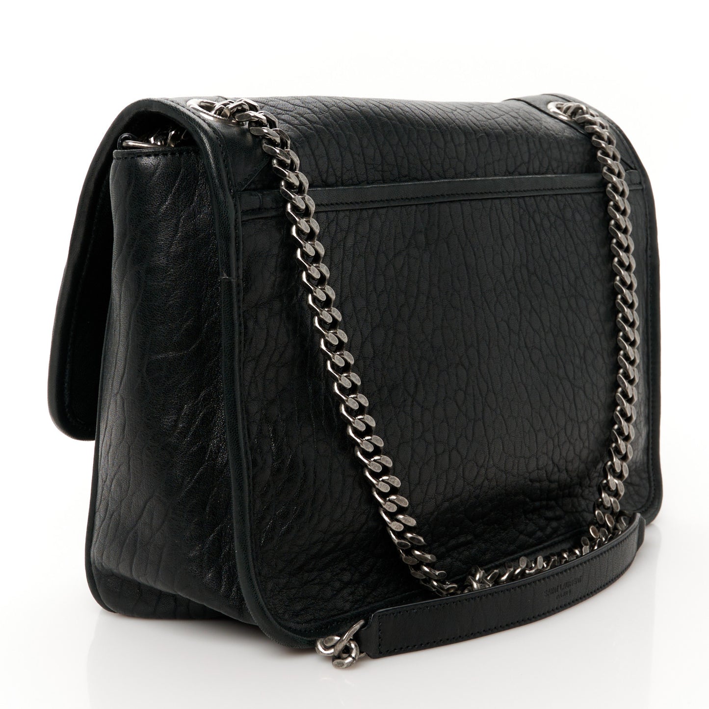 Grained Lambskin Monogram Medium Niki Chain Satchel Black
