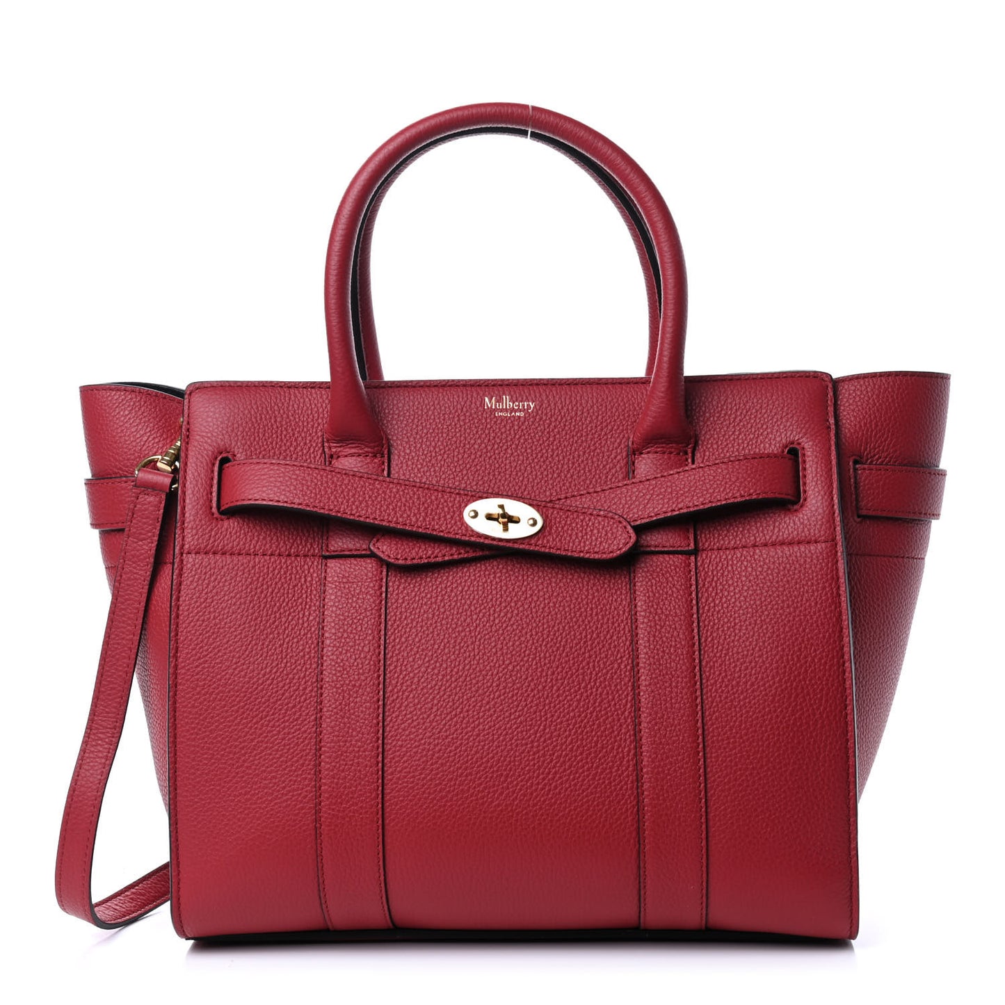 Classic Grain Calfskin Small Bayswater Zip Tote Scarlet