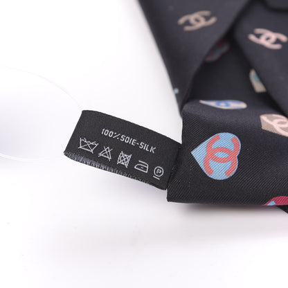Chanel Silk Heart CC Slim Bandeau Scarf Black 4 of 4