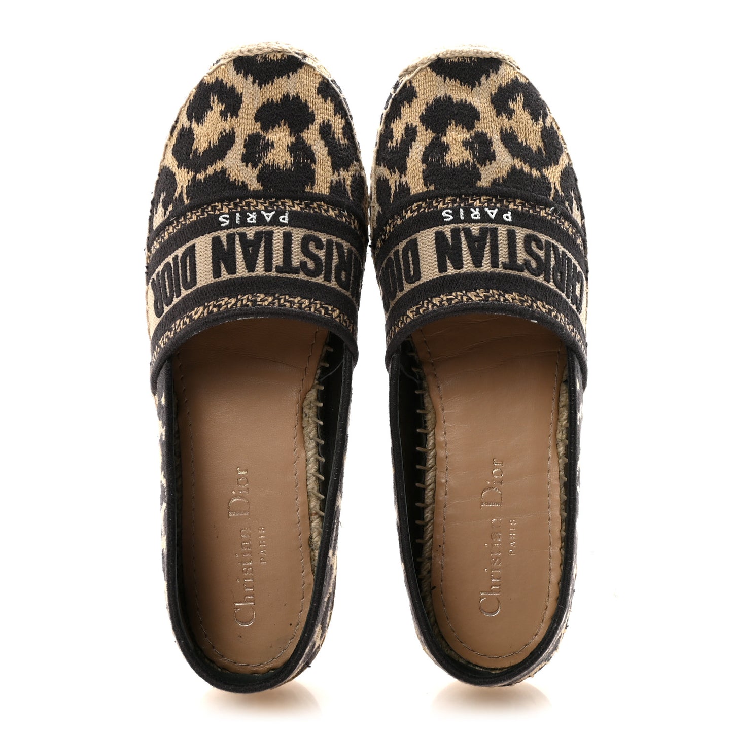 Cotton Embroidered Leopard Print Granville Espadrille 37 Natural